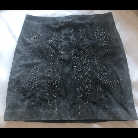 Zara woman open work genuine suede skirt - Picture 8 of 8